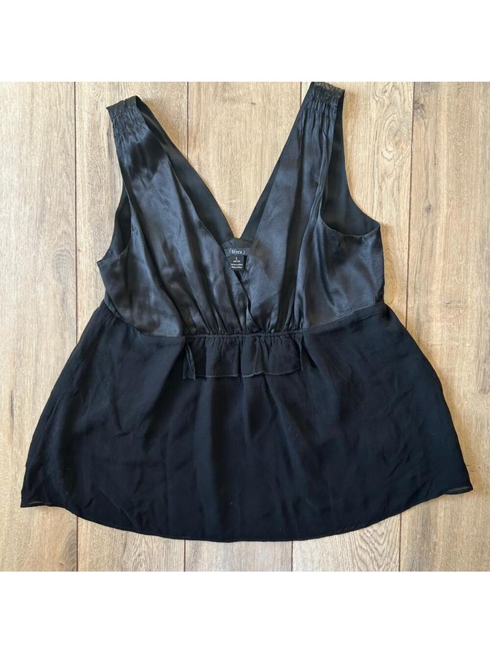 Sfera black satin cami top